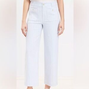 LOFT Light Blue & White Striped Wide-Leg Jeans